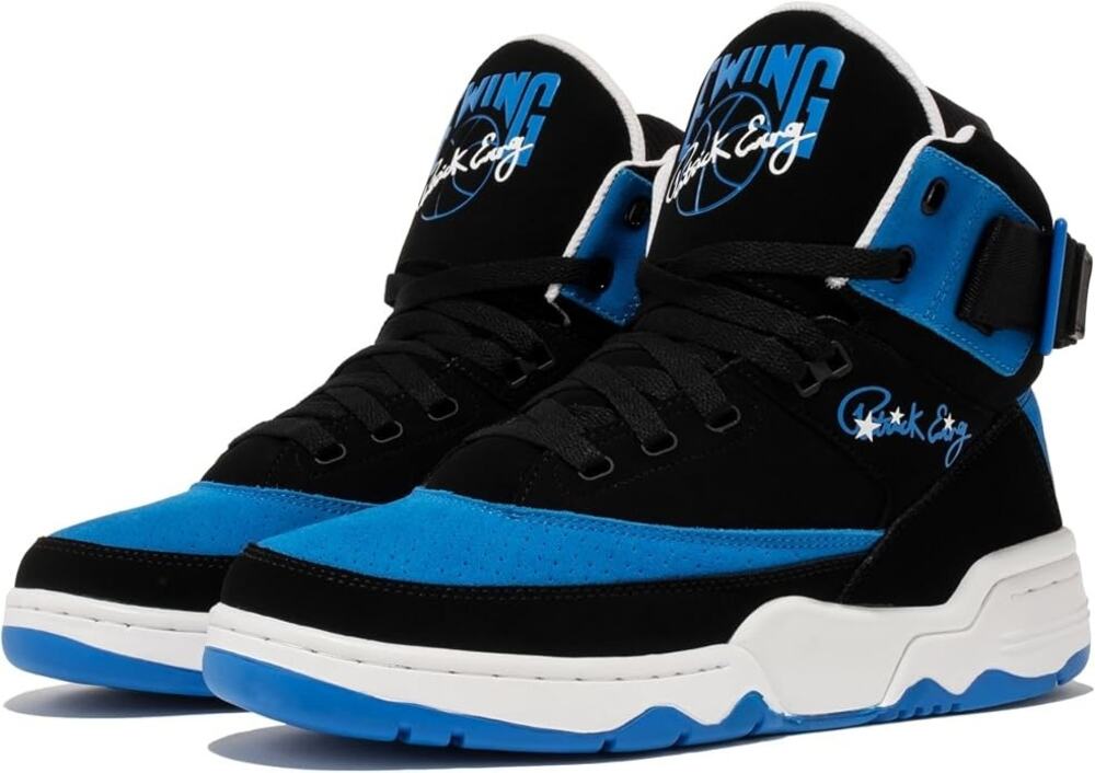 Ewing Patrick Athletics Men's 11 Black White Royal 33 HI Basketball Shoes R6-22